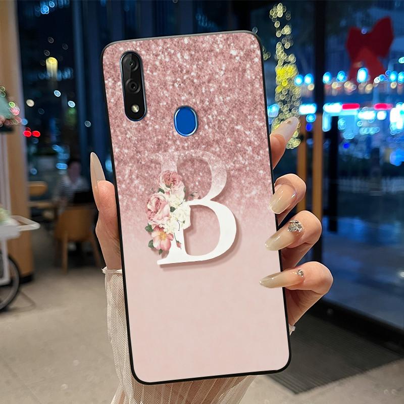 

Anti-scratch Phone Case For ZTE Blade V10 Pattern Jelly Color Lucky Cute A-Z Letter With Flower Case Soft Silicone Shell ZTE Blade V10
