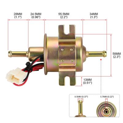 12V/24V Electric Fuel Pump Replacement HEP-02A Low Pressure Gas Fuel Pump 3-6psi 80-100L/H for Car Carburetor