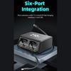 210W 6 Port Desktop Charger with 2 Retractable Type C Cables Multi Port Fast Charging GaN Technology Smart Power