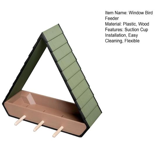 Window Bird Feeder Large Clear Wooden Bird Feeder with Strong Suction Cups And Detachable Seeds Tray for Outside Bird Viewing