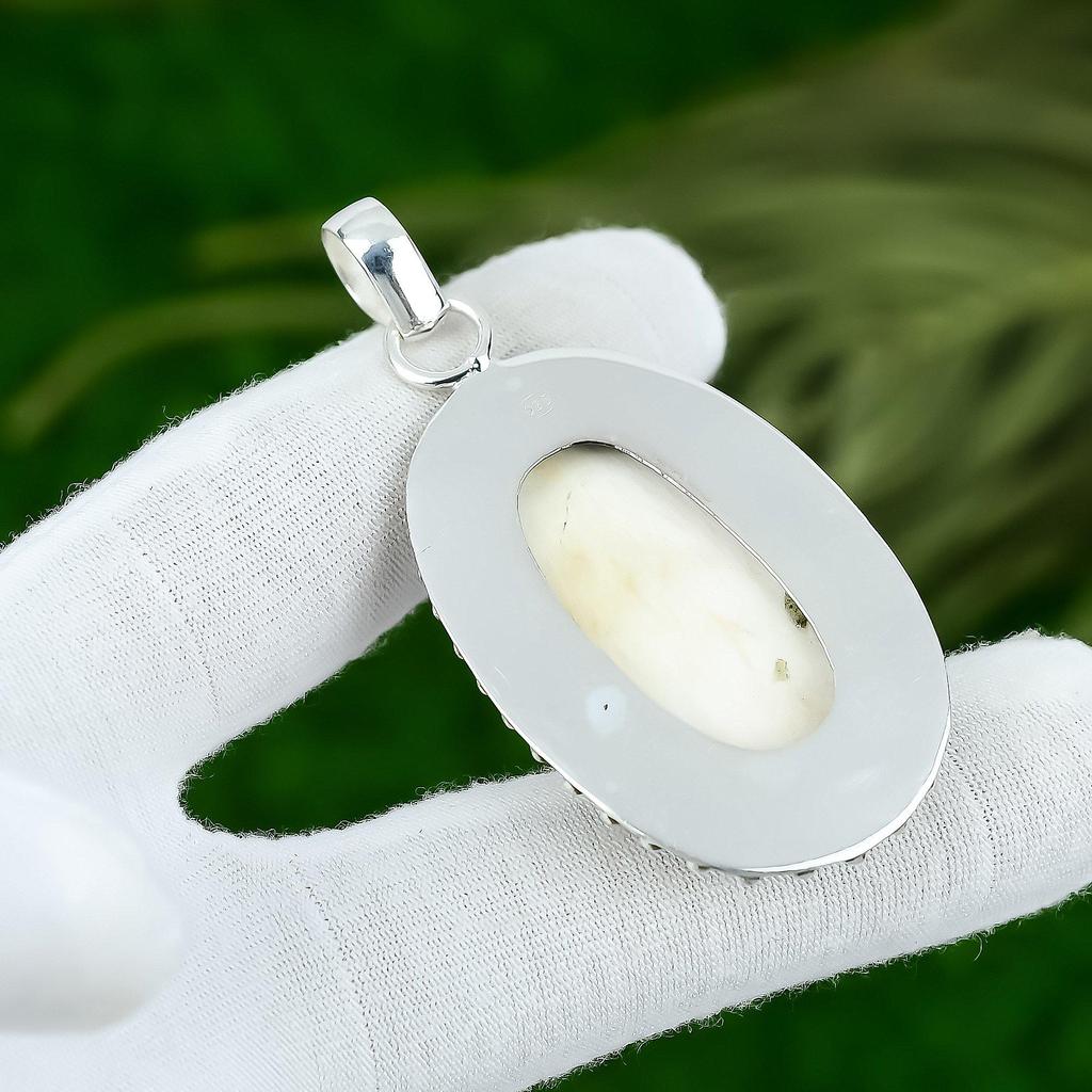 Gift For Women Jewelry Pendant 925 Sterling Silver Natural Scolecite Gemstone