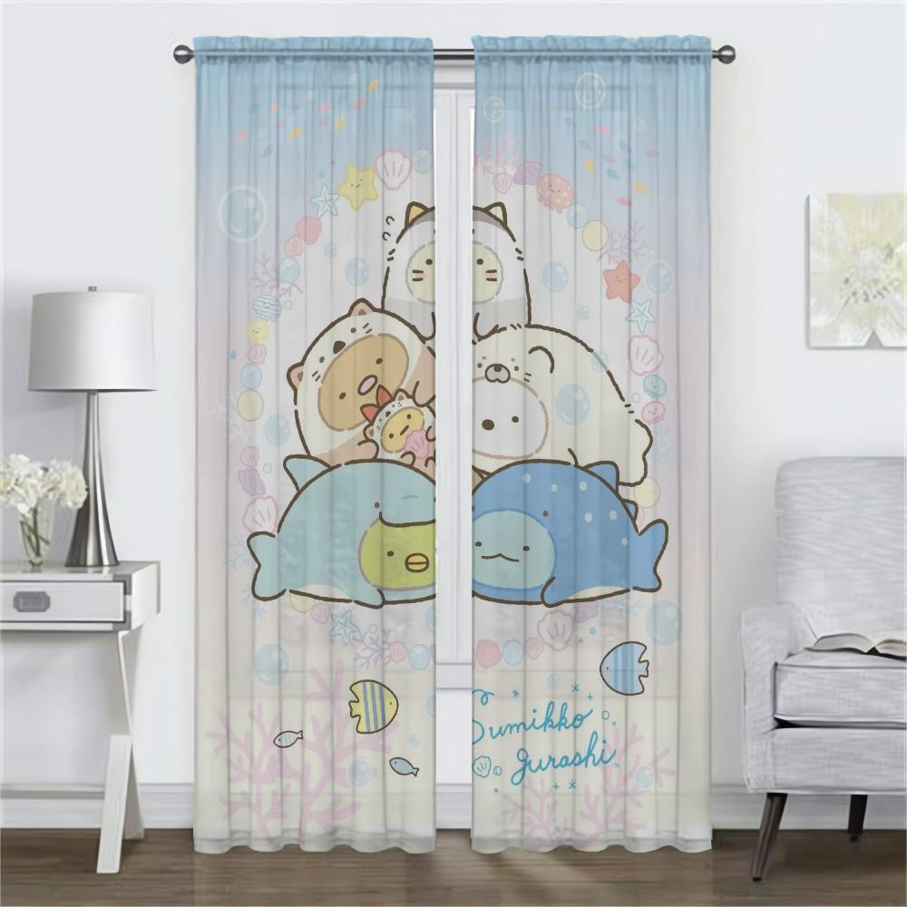 Set Of 2 Sumikkos Gurashis Curtains Living Room Curtain Tulle Bedroom Home Interior Shades Halloween Decoration For Area Made Polyester