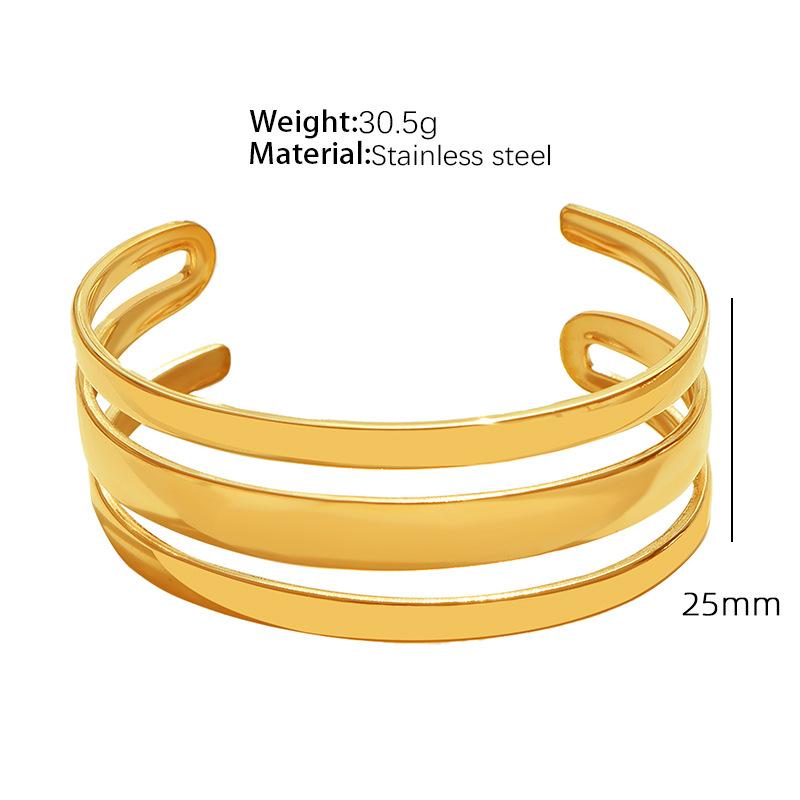 European and American Style Titanium Steel Adjustable Opening Bracelet Natural Heavy Industry Beating Pattern Texture Exaggerated Personality Design
