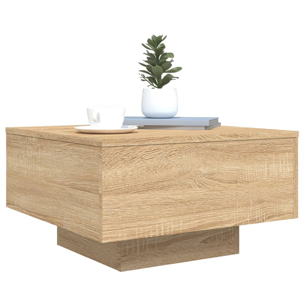  LED Coffee Table, Sonoma Oak, 55x55x31 Cm