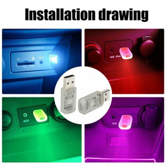 1× Multicolor USB LED Car Light Atmosphere Neon Light Ambient Lamp Accessories