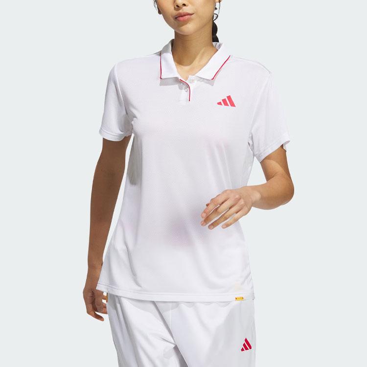Adidas Club Tennis Polo Shirt With Colorblock Logo Women Tops White IV7581