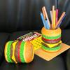 1pc Adjustable Hamburger Pen Holder | Creative Desk Organizer for Office Supplies & Makeup Brushes, Fun Storage