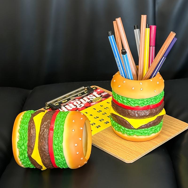 1pc Adjustable Hamburger Pen Holder | Creative Desk Organizer for Office Supplies & Makeup Brushes, Fun Storage
