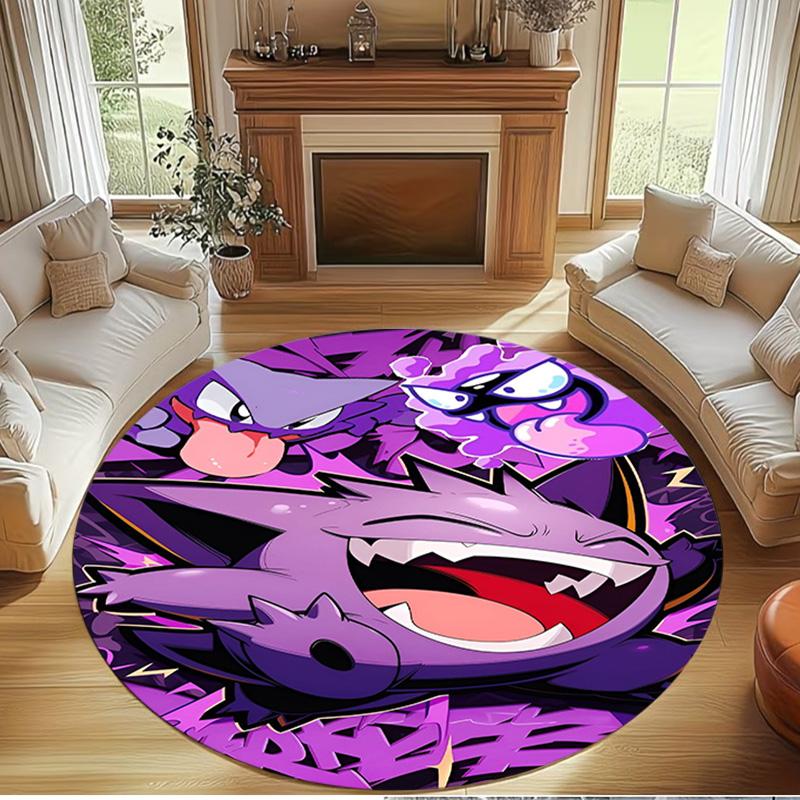 Pokemon Print Round Rug, Washable Floor Carpet, For Entryway Dorm Laundry Room Office Study, Home Decor Birthday Christmas Gift