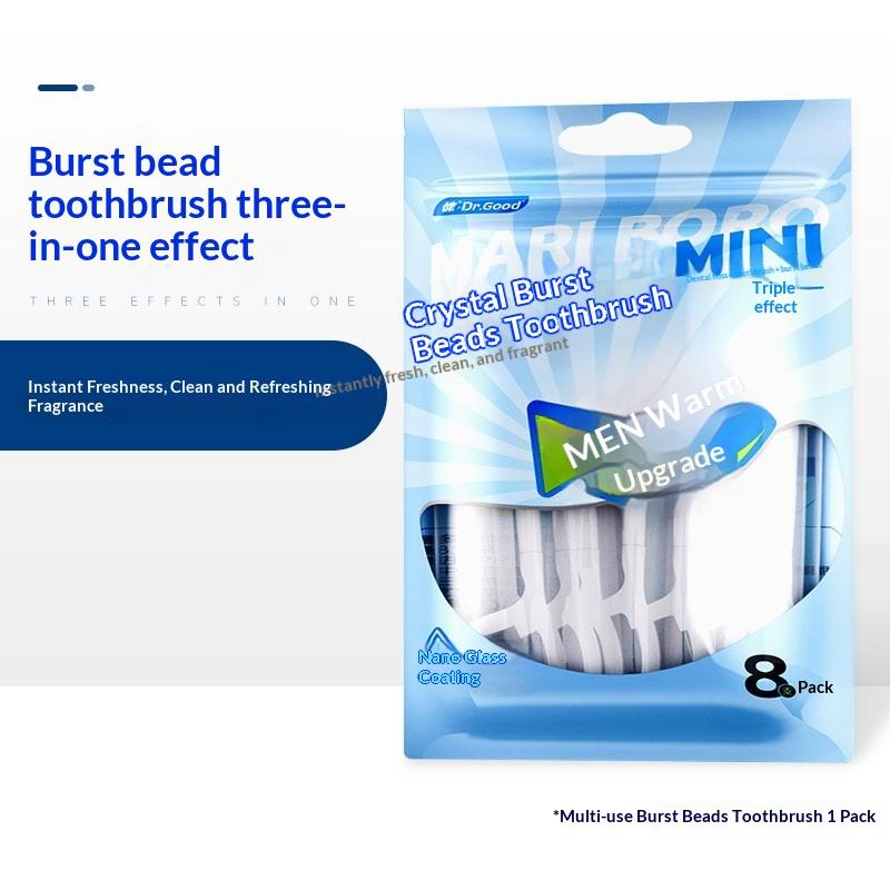 

8/16Pcs Portable And Individually Packaged 3-In-1 Brush Head Toothbrush Floss Disposable Toothbrush For Adults On Business Trips 1bag