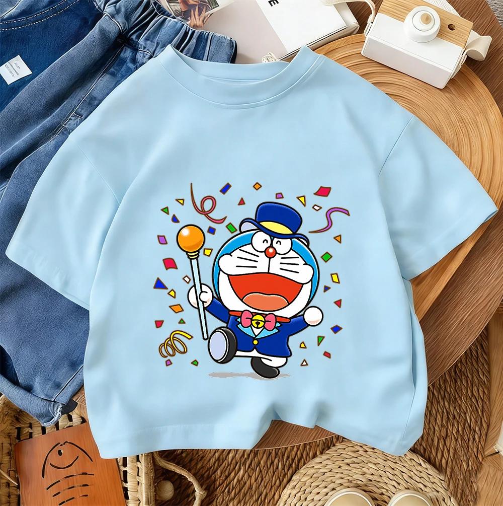 2026 Summer Casual Fashion Clothing Trendy Street Children’s T-Shirt Doraemon Cute Kawaii 100