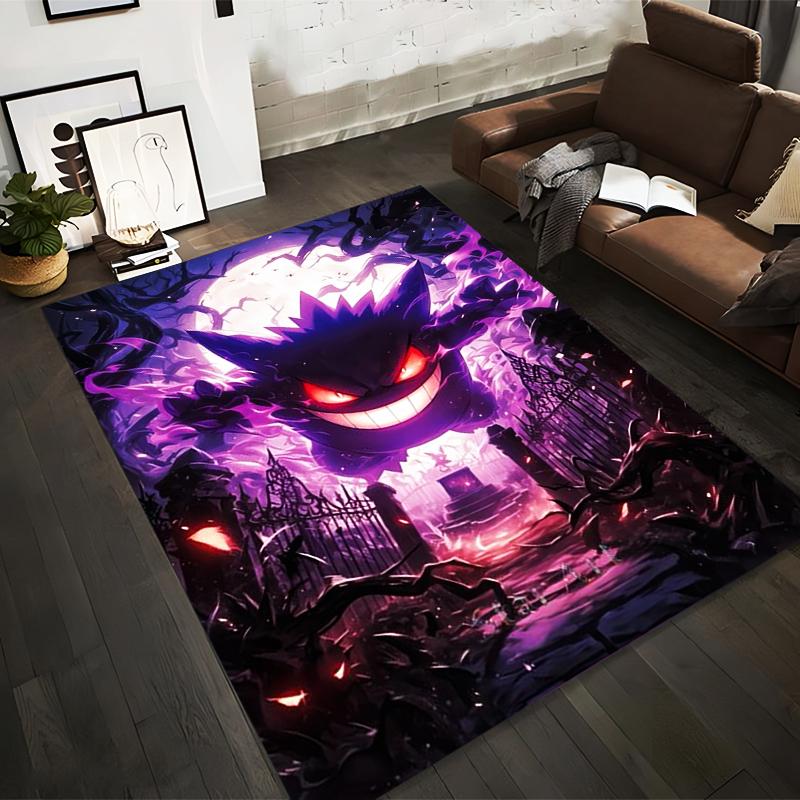 Purple Haunted Forest Design Carpet with Grinning Character Print Suitable for use as an anti-slip for living room bedroom sofas 40x60cm( 15x23in )