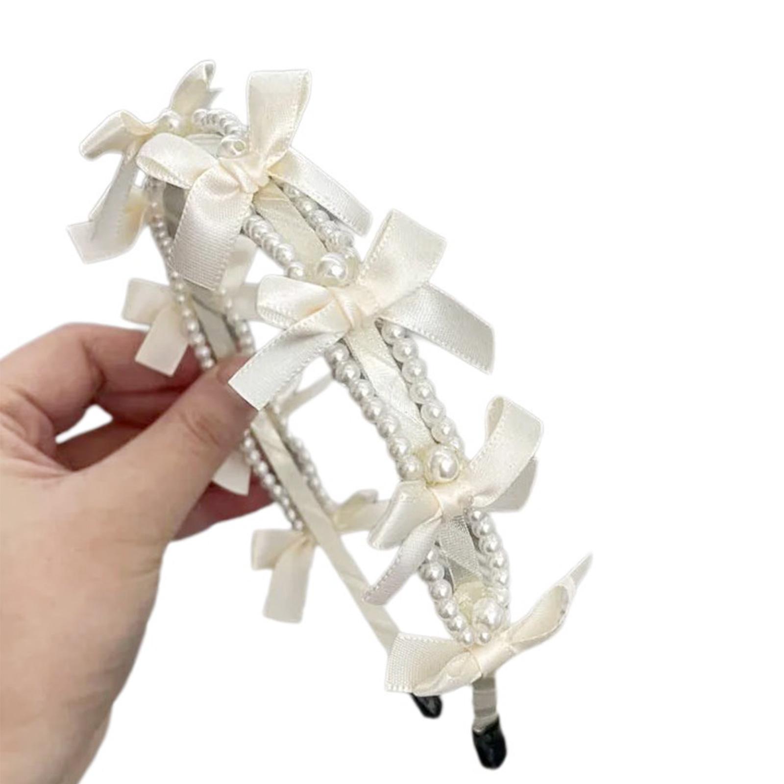 

Блестящий жемчуг обруч для волос королевская корона обруч для волос для выпускного бала свадебные аксессуары для волос бежевый