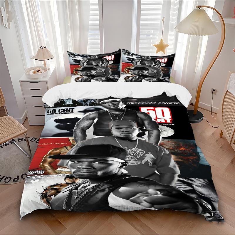 3Pcs 50 Cent Street Immortal Album Artwork Bedding Sets For All Sizes New 3D Printed Bed Cover Comforter Duvet Cover Pillowcase Bedroom Decoration