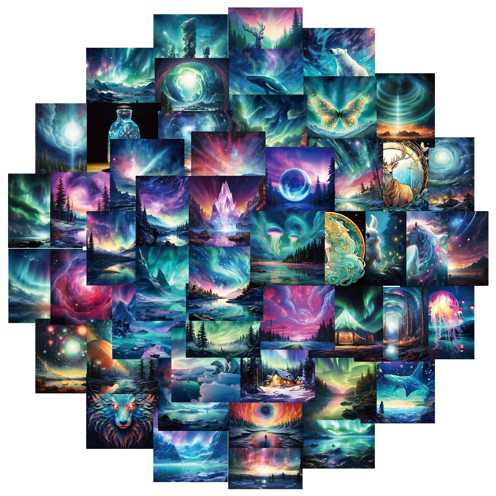 

50 Красочных Декоративных Наклеек Аврора Единорог Лось Белый медведь Животное Креативные Водонепроницаемые Наклейки