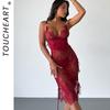 Toucheart Sexy Lace Hollow Out Solid Color Interesting Bodycon Dress Slim Backless Embroiderysee-through Womenunderwear Sexy Set