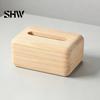 Small Storage Box for Cotton Pads Solid Wood Tissue Box, Rectangular Wooden Dispenser, Flip Top Holder Lid Napkin Case Living Room Bedroom And