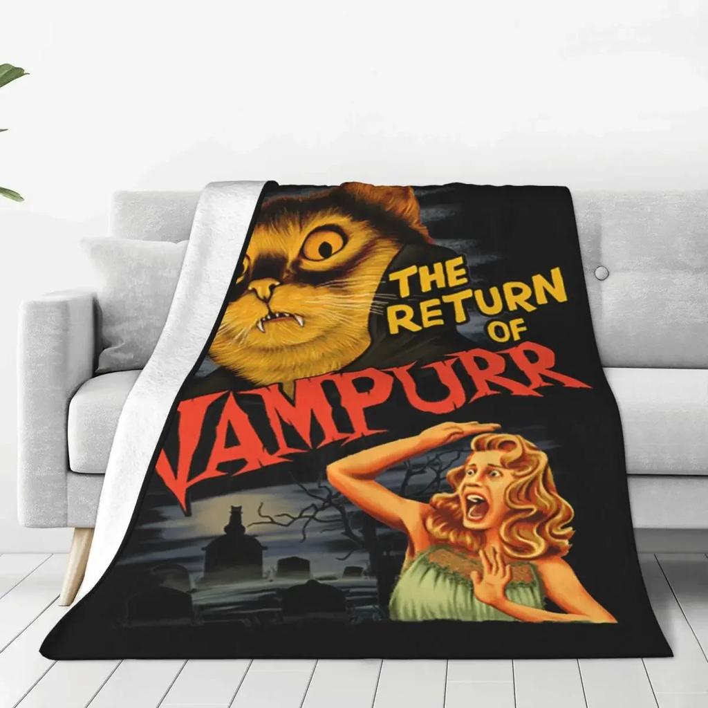 Cat The Return Of Vampurr Plush Blanket Horror Halloween Fashion Throw Blankets for Bed Sofa Couch 150*125cm Quilt throw blanket