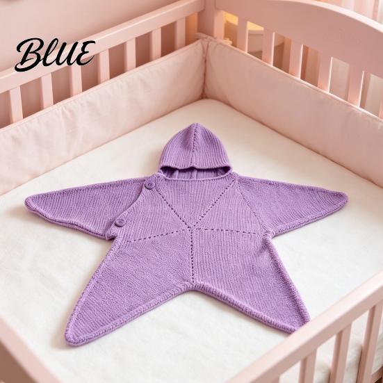 Coperta antivento per passeggino, sacco a pelo a forma di stella marina per neonato, copertina morbida in maglia per tutto il corpo con cappuccio comfort per neonato, anti-calcio, caldo, per dormire