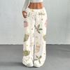 Women's Casual Christmas Printed Loose Straight Leg -Lined Pants with Elastic Waist