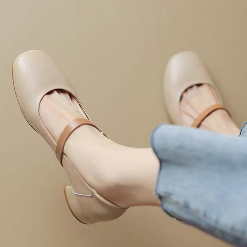 

fashion 2024 Women s Square Toe Comfortable Slip-On Buckle Strap Shallow Elegant High Heels 40 абрикосовый