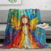 Anime Angel Pattern Throw Blanket - Soft Cozy Art Print Aesthetic Accent for Sofa Bed Air Conditioning Office Nap Gift