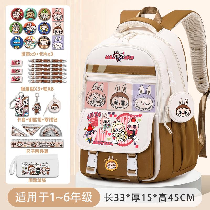 School Bag School Bag Primary School Students Large Capacity Burden Reduction and Decompression Backpack 3-5-6 Grade Cartoon Spine Protection Backpack