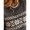 Women Vintage Geometric Jacquard Knit Sweater Raglan Crew Neck Loose Fit Casual Base Layer