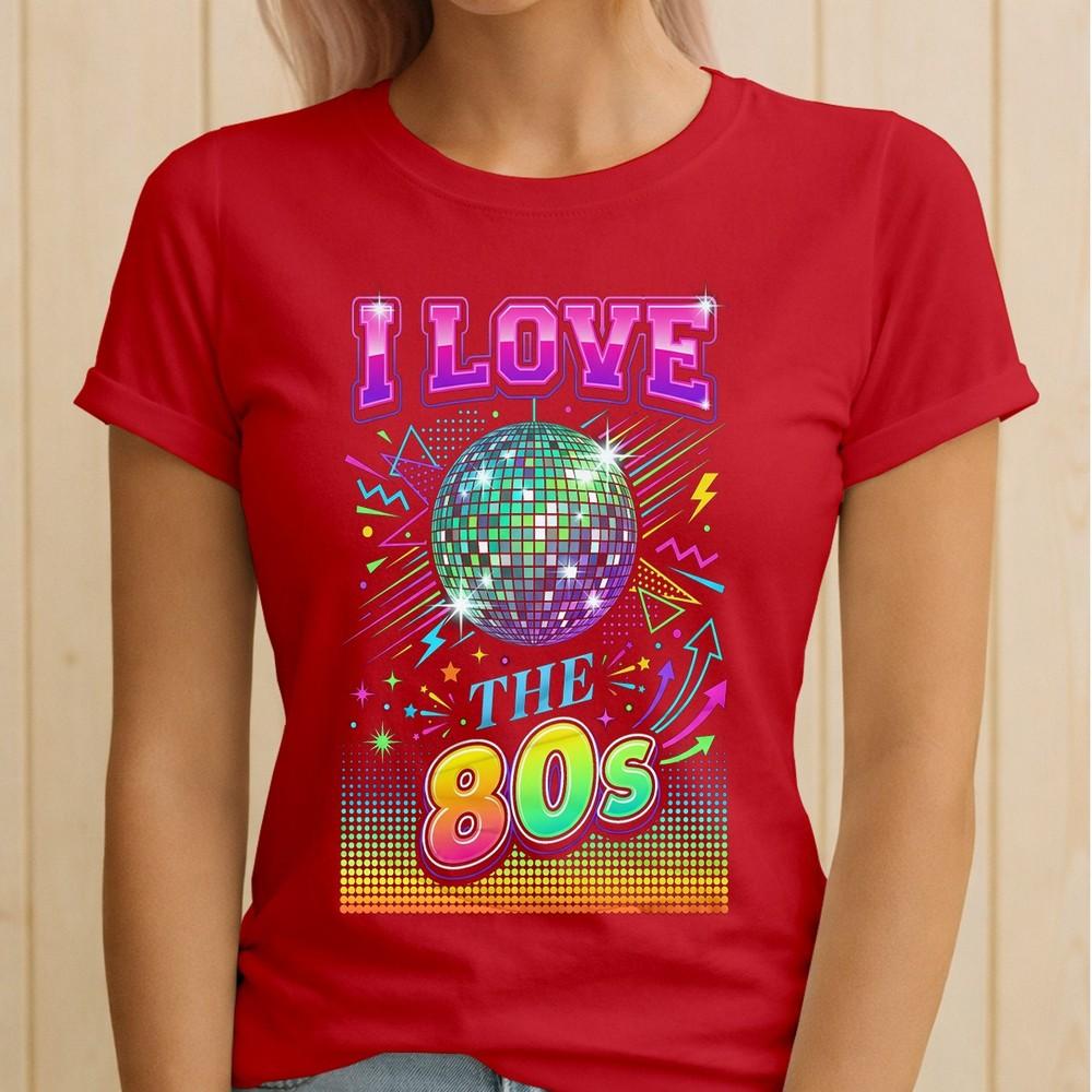 Unisexs I Love The 80s T Shirt Fancy Dress Costume Neon Festival Out 2XL