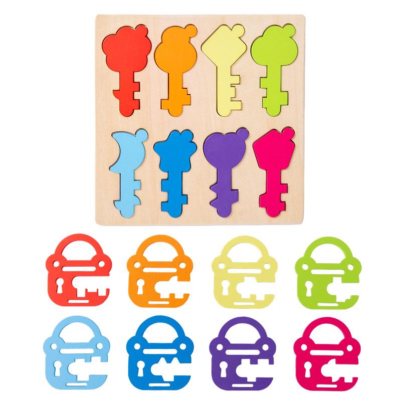 Unlock Cognition: Eco-friendly Wooden Shape & Color Puzzle for Ages 4-6