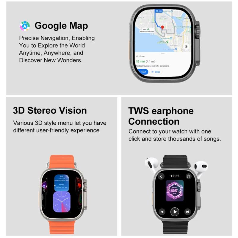 DT Ultra 3 Smartwatch Amoled Screen 4GB MP3 MP4 Player Bluetooth Network Sharing APP Store ChatGPT Smart AI Watch Man Sportwatch
