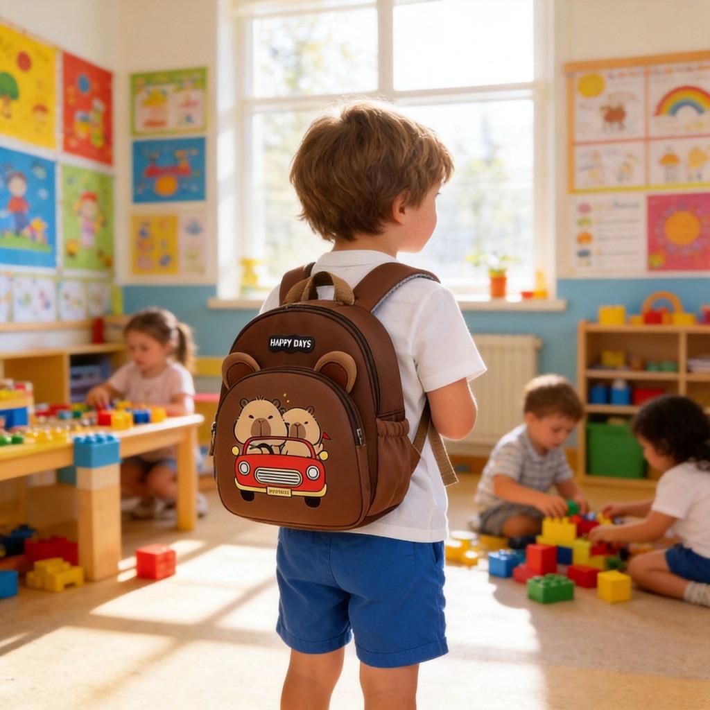 Capybara Cartoon Rucksack Für Kinder Schule Mit Atmungsaktivem Nylon Komfort