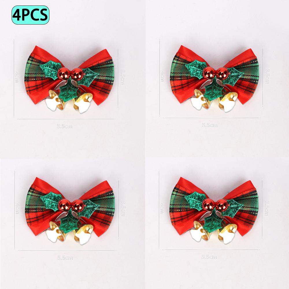

Christmas Bow with Bells Ornaments, 4/8PCS Holiday Party Decorations for Gift Wrapping, Wreath & Festive Supplies 4pcs зелёный