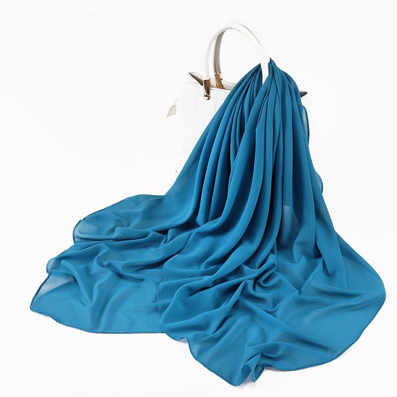 Muslim Chiffon Hijab Scarf for Women Big Solid Color Head Wrap for Women Hijabs Scarves Ladies Muslim Veil Jersey Hijabs Turban