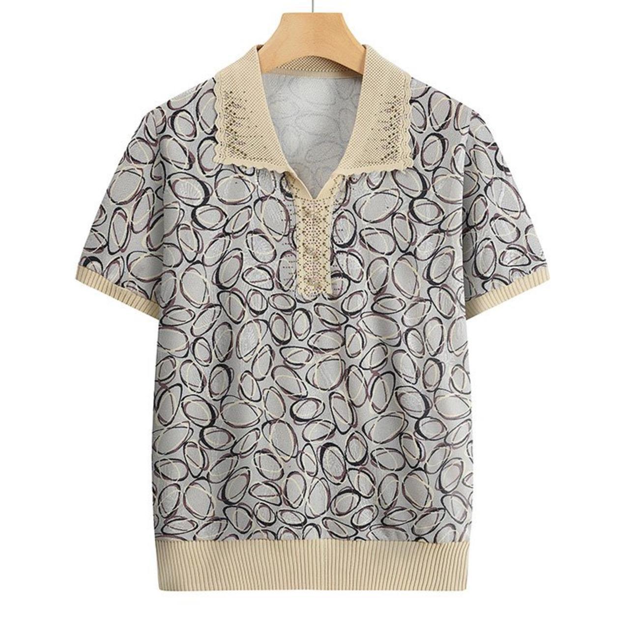 Women s Summer Plus Size Printed T-shirt - Short Sleeve, Loose Casual Fit for Middle-aged and Elderly XL