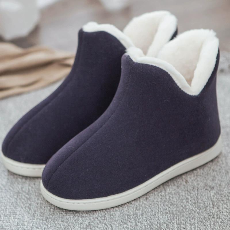 Warm Cotton Shoes Lightweight Indoor Thickened Fleece and Furry Shoes High-top Warmth Non-slip Cotton Slippers Snow Boots