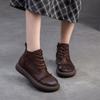 Fashion GKTINOO 2025 Autumn New Retro Genuine Leather Short Boots Round Toe Solid Color Comfortable Sneakers Flat Bottom Women's Shoes
