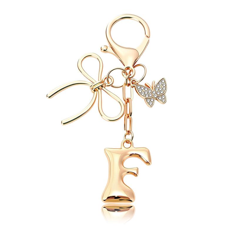 Chaveiro Fashion Borboleta Letra A-Z Feminino Menina Brilhante Fofo Mochila Chave de Carro Acessórios Cordão Pingente de Metal com Letra Presente