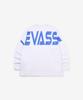 Leubase Old School Bag Blue Logo Oversized Long Sleeve T-Shirt_White