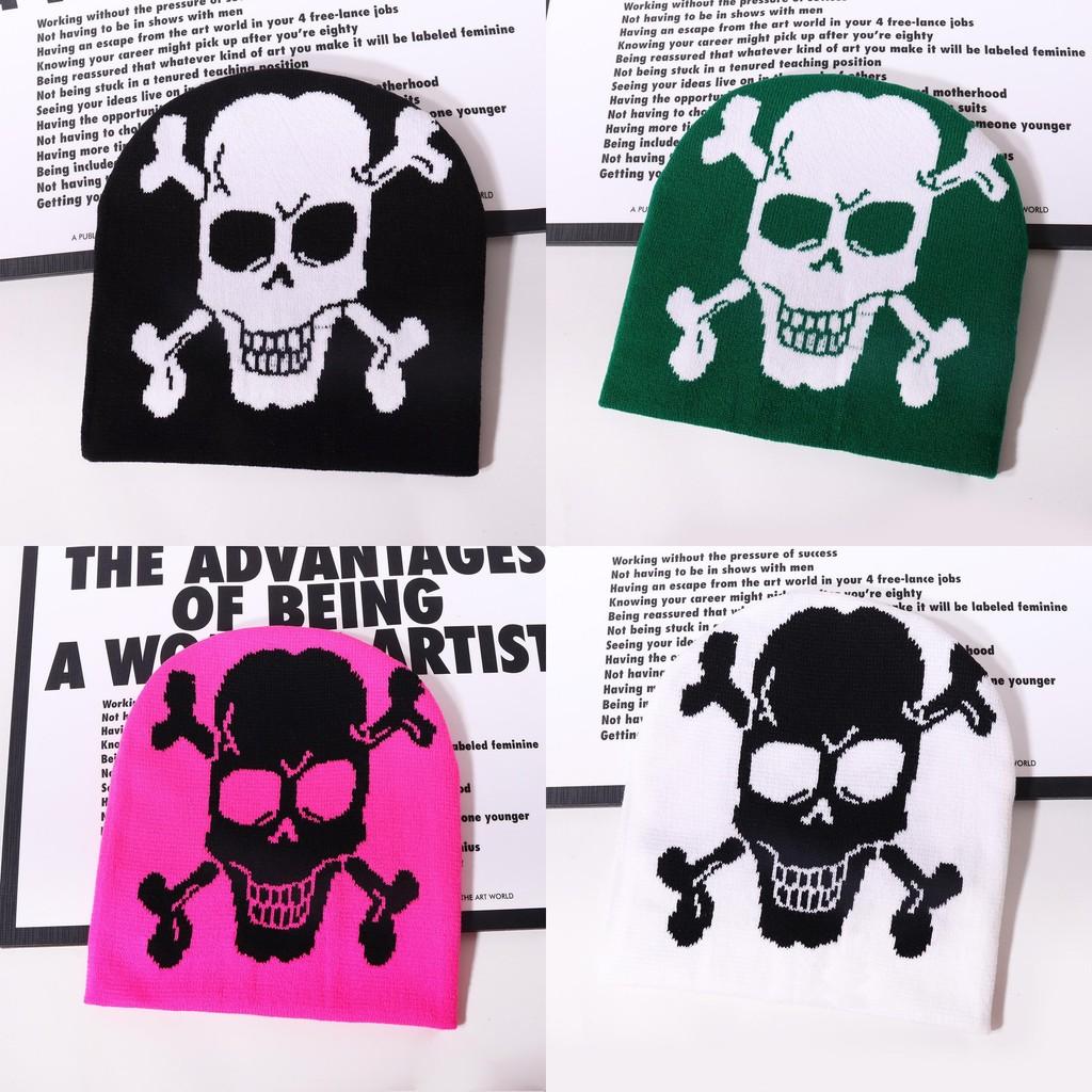 Skull Pattern Knitted Hat With Warmth For Streetwear And Halloween Winter