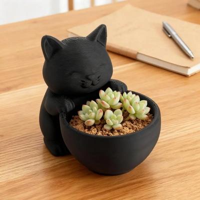 Mini Small Flowerpot with Drainage Holes Cat-Shaped Cacti Potted Plant Uniquely Designed Succulents Planter Pot