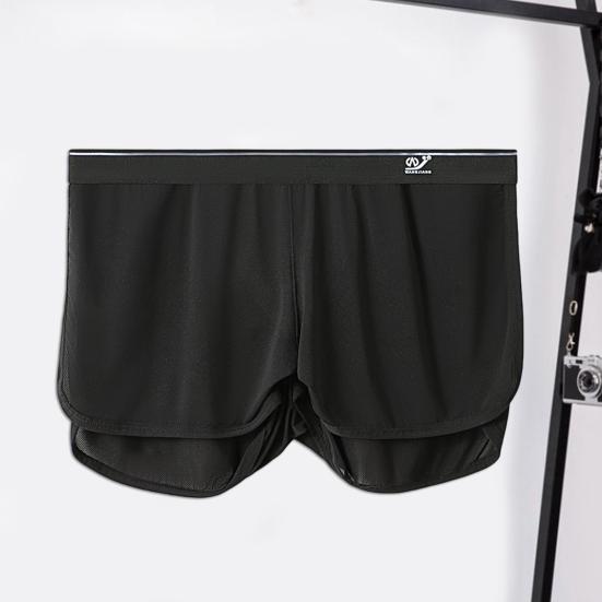 Men Home Shorts Solid Color Bouncy Loose Breathable Fine Mesh Underwear Quick Drying