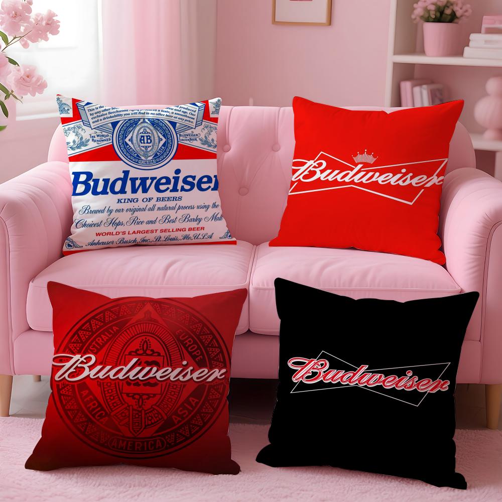 Panika Chen Unisex Beverage B-Budweiser Cushion Cover Breathable Linen Pillowcase Summer Odorless Eco-Friendly Invisible Zipper Washable