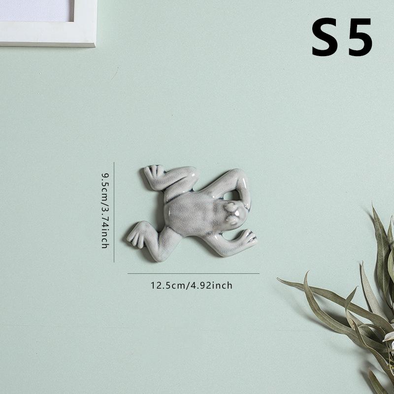 Nordic Style Ceramic Frog Wall Hanging Ornaments Living Room Background Display Crafts 3D Frog Wall Hanging Decoration
