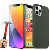 Matte Silicone Case For iPhone 13 Pro (6.1") Night Green and 2 Tempered Glass Screen Protector E.F.Connection