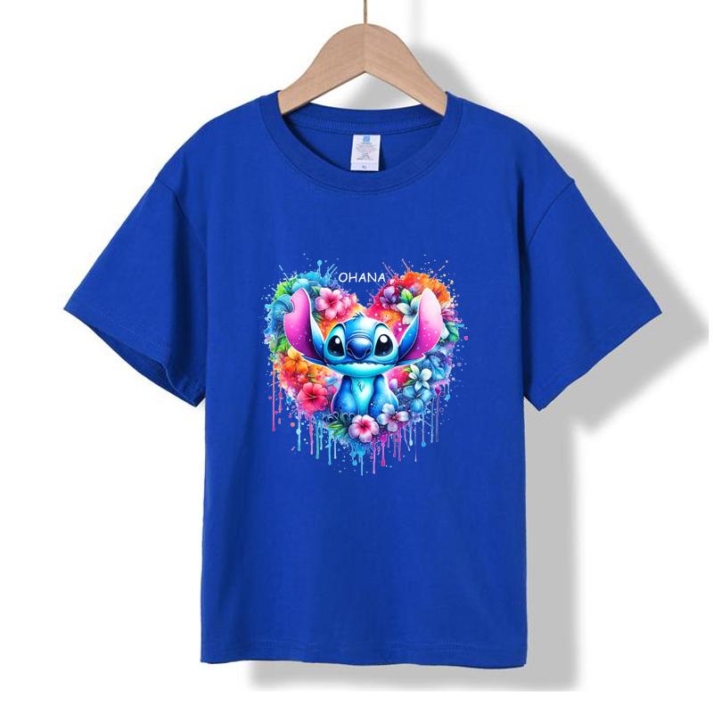 XH03 MINISO 2026 Summer New Printed Cotton Round Neck T-shirt for Children Aged 1-16, Boys and Girls