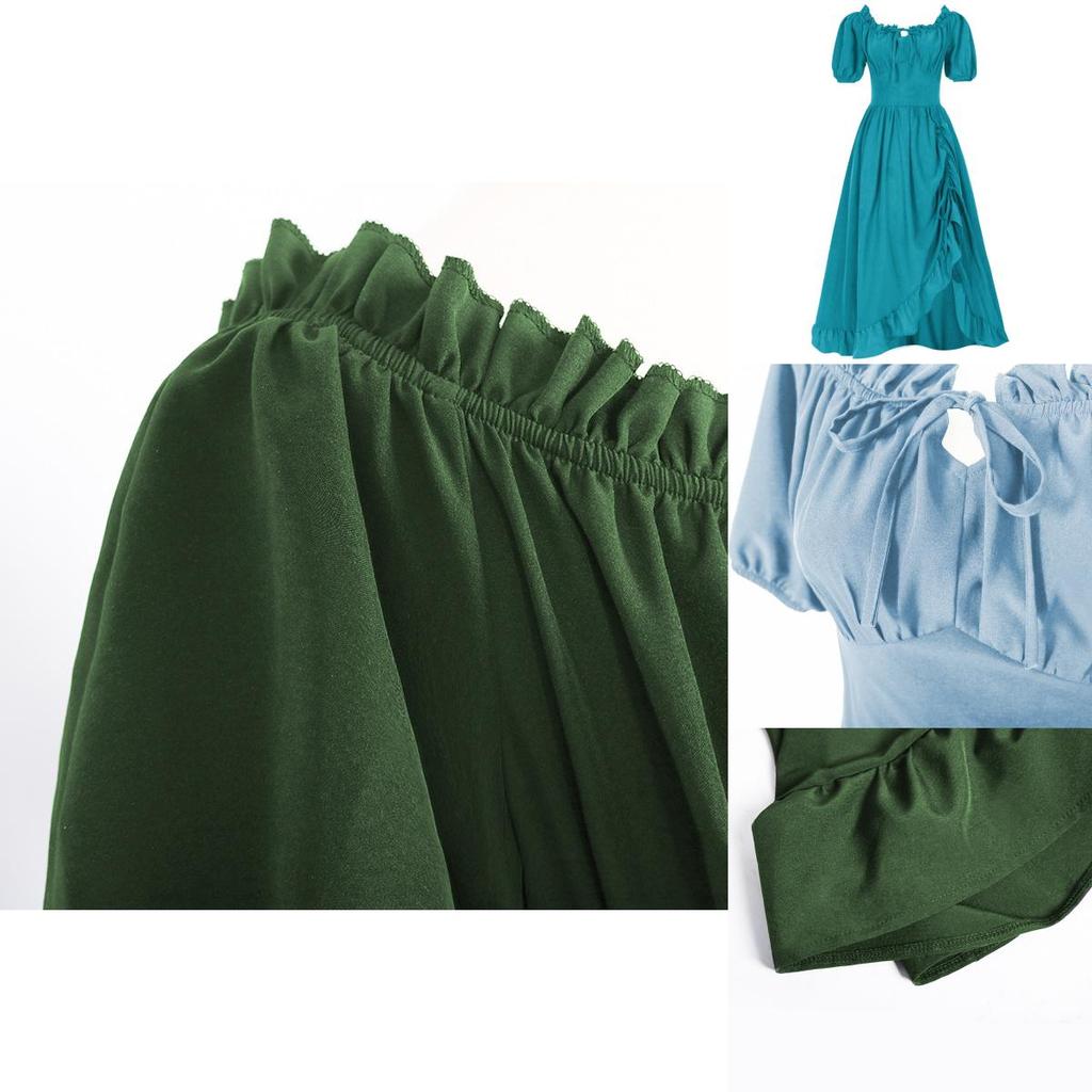 Lady Renaissance Medieval Gown Dress Cosplay Decoration Costume Set Performance