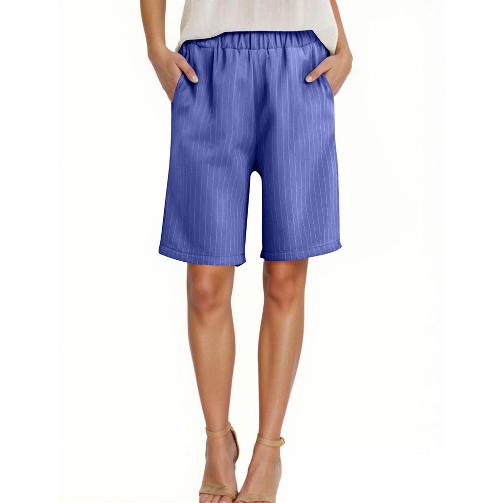 Damen Hohe Taille Einfarbig Freizeithose Trainingshose 1/2 Shorts