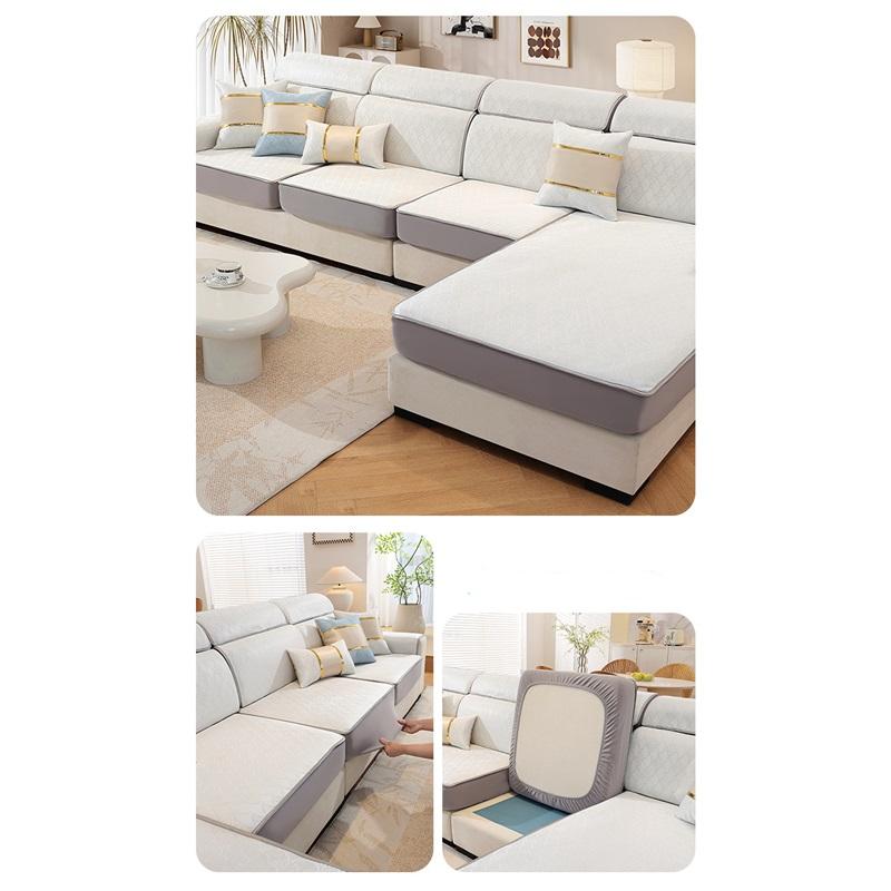 Housse de Canapé en Soie Fraîche Protection Complète Coussin de Canapé Coussin de Siège d'Été Housse de Canapé Antidérapante Pour Temps Chaud