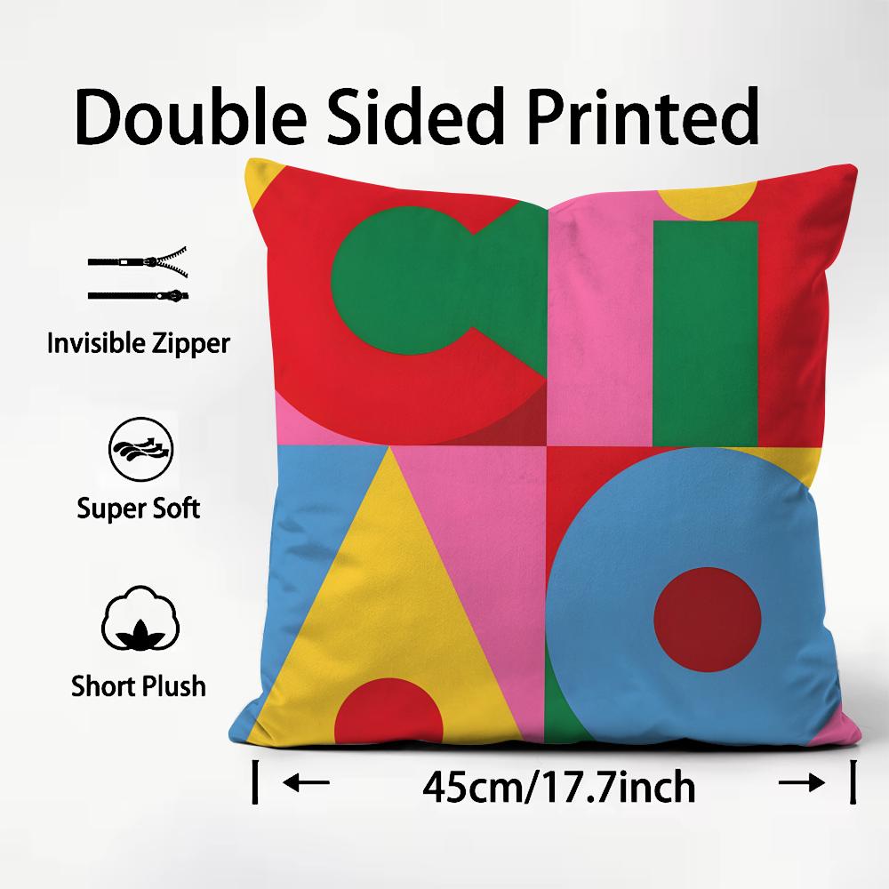 Geometric Patterns Luxury Cushion Cover Plush Fabric Soft DoubleSided Printed Sofa Warm Winter Home Child Gift Pillow Case
